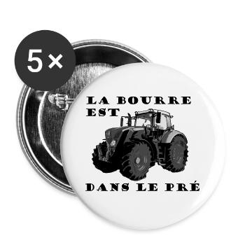 La bourre est dans le pré - Lot de 5 grands badges (56 mm) - blanc - Devant