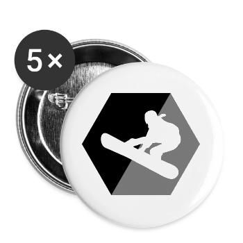 Snowboard Snowboarder - Lot de 5 grands badges (56 mm) - blanc - Devant