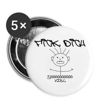Fick Dich - Buttons groß 56 mm (5er Pack) - Weiß - Vorne