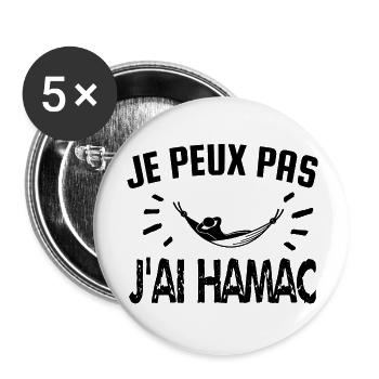je peux pas j'ai hamac - Lot de 5 grands badges (56 mm) - blanc - Devant