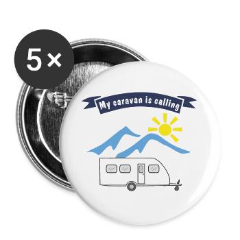 caravan is calling - Buttons groß 56 mm (5er Pack) - Weiß - Vorne