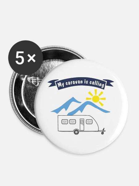 caravan is calling - Buttons groß 56 mm (5er Pack) - Weiß