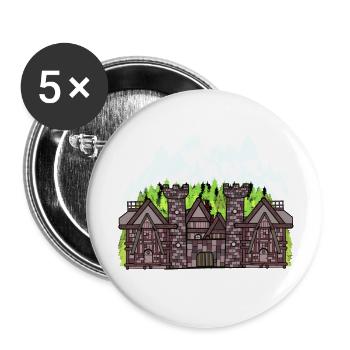 Mittelalter Ritter Burg Festung Schloss Märchen - Buttons groß 56 mm (5er Pack) - Weiß - Vorne