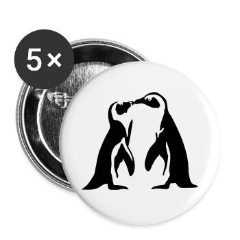 Pinguin - Paar, Liebe - Buttons groß 56 mm (5er Pack) - Weiß - Vorne