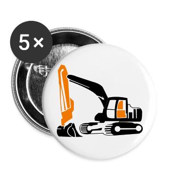 Excavatrice - Lot de 5 grands badges (56 mm) - blanc - Devant