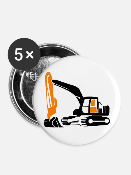 Bagger - Buttons groß 56 mm (5er Pack) - Weiß