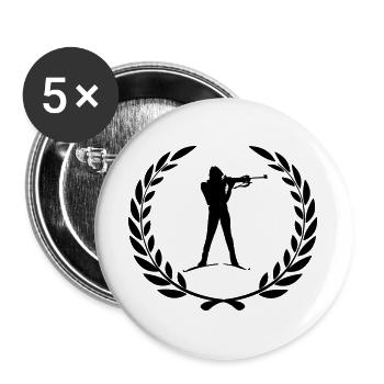 Sport price laurel wreath winter sports ski Biathlon - Buttons large 2.2''/56 mm (5-pack) - white - Front