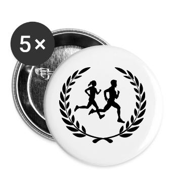 Sport prize laurel wreath heart runs - Buttons large 2.2''/56 mm (5-pack) - white - Front