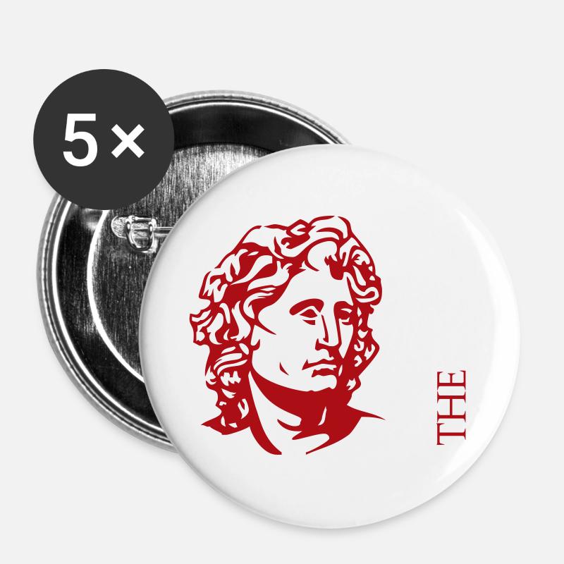 Alexander the Great Red Bust - Buttons large 2.2''/56 mm (5-pack) - white