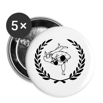Judo throw Sport prize laurel wreath - Buttons large 2.2''/56 mm (5-pack) - white - Front