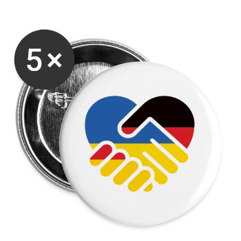 Cœur Solidaire Allemagne Ukraine - Lot de 5 grands badges (56 mm) - blanc - Devant