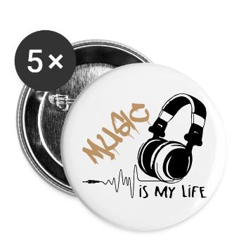 Music Is My Life - Buttons groß 56 mm (5er Pack) - Weiß - Vorne