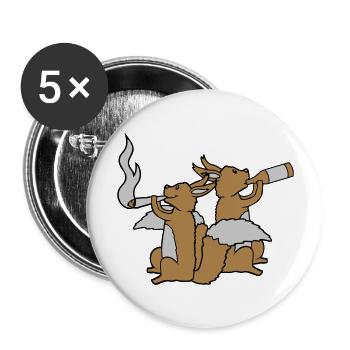 2 Écureuils de fête - Lot de 5 grands badges (56 mm) - blanc - Devant
