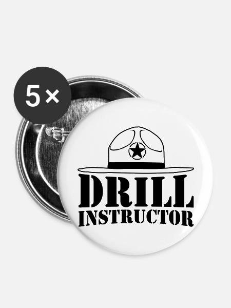Sheriff Drill Instructor - Buttons groß 56 mm (5er Pack) - Weiß