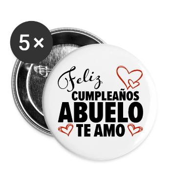 Geburtstag Opa Spanien Te Amo Baby Geschenk - Buttons groß 56 mm (5er Pack) - Weiß - Vorne