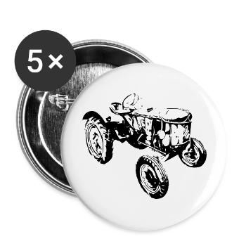 Traktor - Buttons groß 56 mm (5er Pack) - Weiß - Vorne