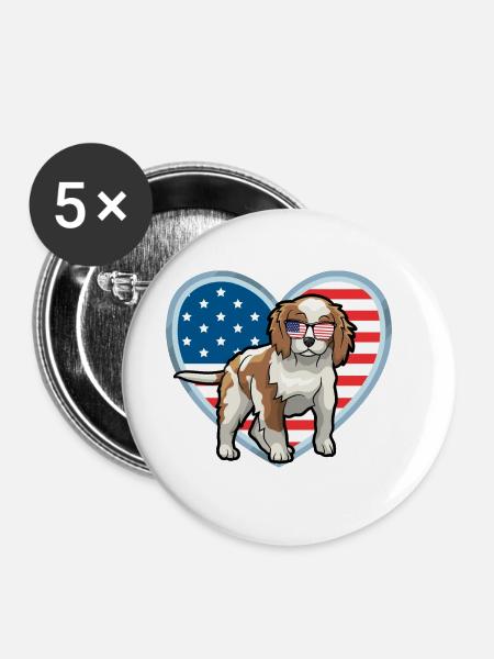 Cavalier King Charles Spaniel - Buttons groß 56 mm (5er Pack) - Weiß