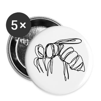 Biene - Buttons groß 56 mm (5er Pack) - Weiß - Vorne