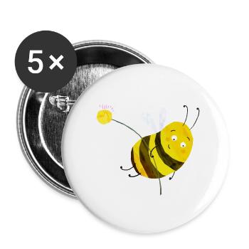 Paula die kleine Honigbiene - Buttons groß 56 mm (5er Pack) - Weiß - Vorne