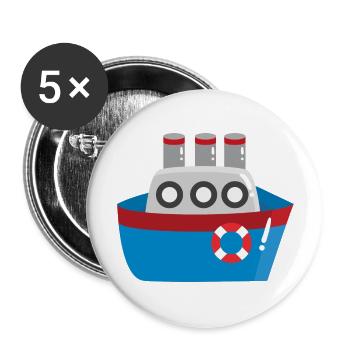 Schiff - Buttons groß 56 mm (5er Pack) - Weiß - Vorne