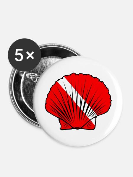 Jakobsmuschel - Buttons groß 56 mm (5er Pack) - Weiß