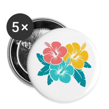 Blumenstrauß Hibiskusblüten, Illustration oberedel - Buttons groß 56 mm (5er Pack) - Weiß - Vorne