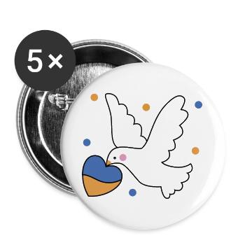 Playful dove heart print ukraine - Buttons large 2.2''/56 mm (5-pack) - white - Front