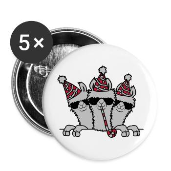 Celebrate Party Lama's Birthday - Buttons large 2.2''/56 mm (5-pack) - white - Front