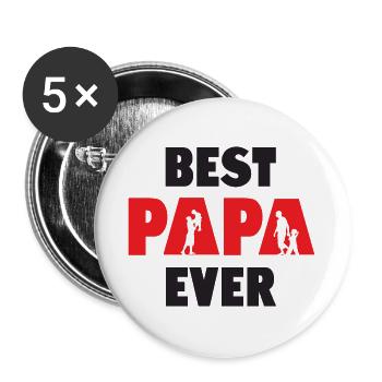 Bester Papa aller Zeiten - Buttons groß 56 mm (5er Pack) - Weiß - Vorne