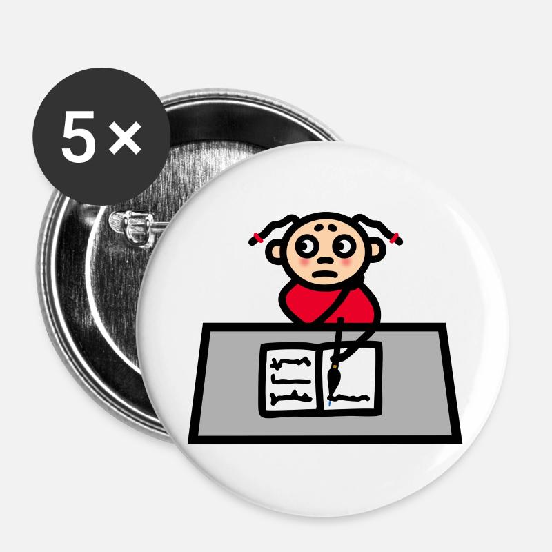 Girls Desk - Learn School Homework - Buttons large 2.2''/56 mm (5-pack) - white