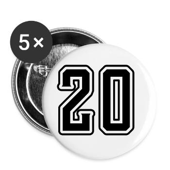 20 Zahl symbol - Buttons groß 56 mm (5er Pack) - Weiß - Vorne