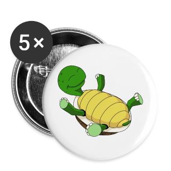 Schildkröte auf dem Rücken - Buttons groß 56 mm (5er Pack) - Weiß - Vorne