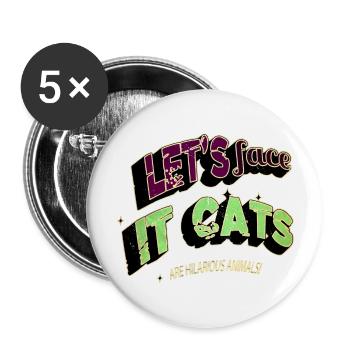 Cat Face Tshirts Birthday Present Pet Lover Happy - Buttons large 2.2''/56 mm (5-pack) - white - Front