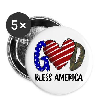 God Bless America - Buttons large 2.2''/56 mm (5-pack) - white - Front