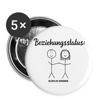 Beziehungsstatus: glücklich vergeben - Buttons groß 56 mm (5er Pack) - Weiß - Vorne