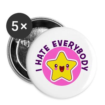 I Hate Everybody paradoxical happy sad star - Buttons large 2.2''/56 mm (5-pack) - white - Front