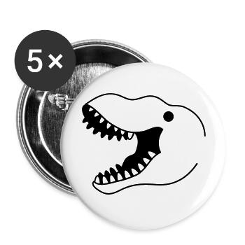 T-Rex nur weit geöffneter Mundkopf - Buttons groß 56 mm (5er Pack) - Weiß - Vorne