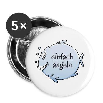 einfach angeln - Buttons groß 56 mm (5er Pack) - Weiß - Vorne