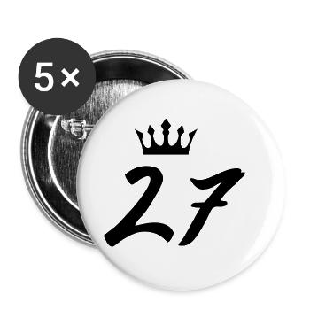 27 Couronne numérique - Lot de 5 grands badges (56 mm) - blanc - Devant