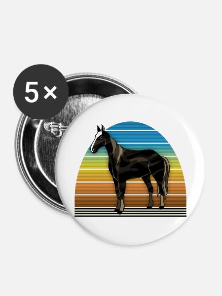 Pferd - Buttons groß 56 mm (5er Pack) - Weiß