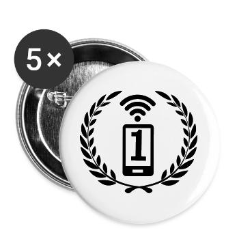 Wifi und Telefon im Lorbeerkranz Nummer 1 - Buttons groß 56 mm (5er Pack) - Weiß - Vorne