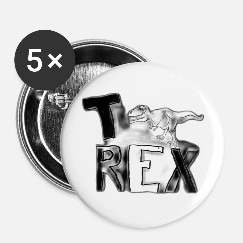 T-REX Logo - Buttons large 2.2''/56 mm (5-pack) - white