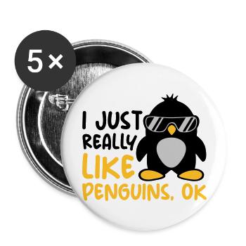 J’aime juste les pingouins - Lot de 5 grands badges (56 mm) - blanc - Devant