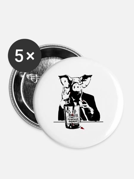 Krieg Schwein - Buttons groß 56 mm (5er Pack) - Weiß