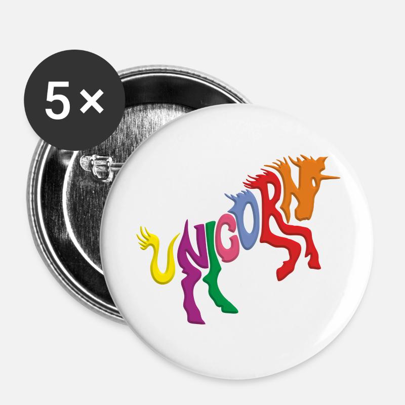 Unicorn - Buttons large 2.2''/56 mm (5-pack) - white