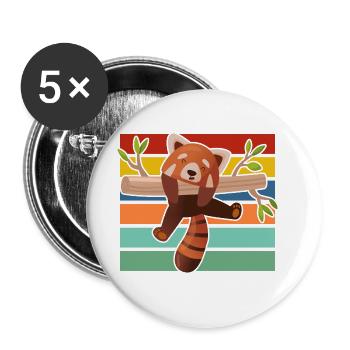 Roter Panda - Buttons groß 56 mm (5er Pack) - Weiß - Vorne