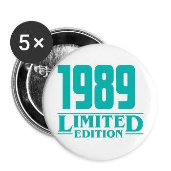 1989 Limited Edition Geburtstagsdesign - Buttons groß 56 mm (5er Pack) - Weiß - Vorne