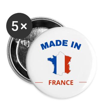 Made in France - Lot de 5 grands badges (56 mm) - blanc - Devant