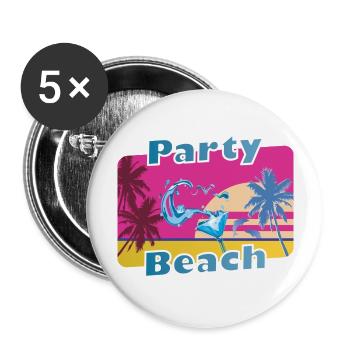 Cool Party Shirt Cadeau de vacances à la plage d’été - Lot de 5 grands badges (56 mm) - blanc - Devant