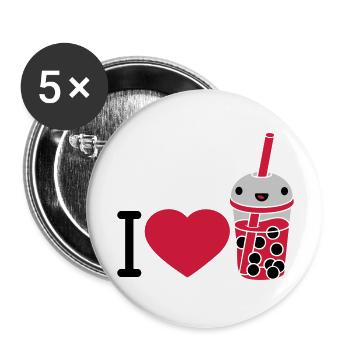 J’adore le thé à bulles - Lot de 5 grands badges (56 mm) - blanc - Devant